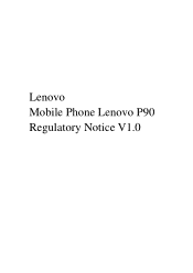 Lenovo P90 Lenovo P90 Web Regulatory Notice