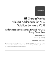 HP StorageWorks EMA12000 HP StorageWorks HSG80 Addendum for ACS Solution Software V8.8 Differences Between HSG60 and HSG80 Array Controllers Addendum (AV