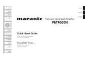 Marantz PM7000N Quick Start Guide English