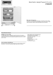 Zanussi ZYAE82FR Specification Sheet