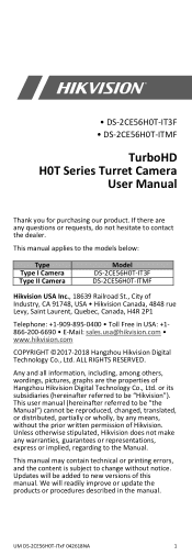 Hikvision DS-2CE56H0T-ITMF User Manual
