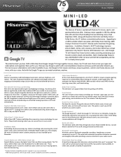 Hisense 75U75K Spec Sheet Release