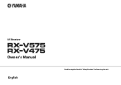 Yamaha RX-V475 RX-V575/RX-V475 Owners Manual