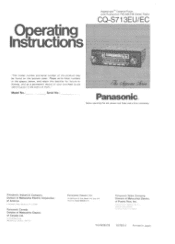 Panasonic CQS713EU CQS713EC User Guide