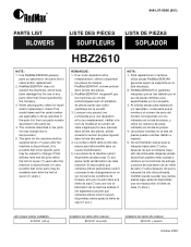 RedMax HBZ2610 Parts List