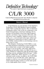 Definitive Technology C/L/R 3000 CLR3000 Manual