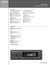 Sony CDX-F605X Marketing Specifications