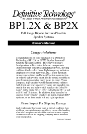 Definitive Technology BP2X BP1.2X/BP2X Manual