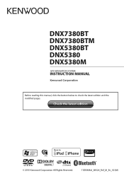 Kenwood DNX7380BT User Manual