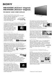 Sony FWD43X830C Specification Sheet Pro BRAVIA X830C Series Displays