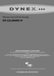 Dynex DX-32L200NA14 Important Information (Spanish)