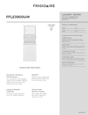Frigidaire FFLE3900UW Product Specifications Sheet
