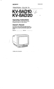 Sony KV-8AD10 Primary User Manual