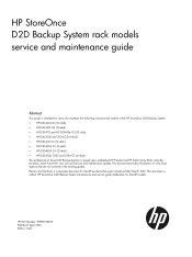 HP StoreOnce D2D4106fc HP D2D Gen2 and Gen1 Backup Systems Maintenance and Service Guide (EH985-90937, April 2012)
