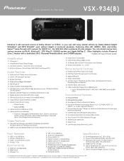 Pioneer VSX-934 Product Sheet