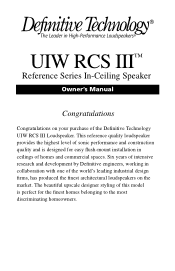 Definitive Technology UIW RCS III UIW RCSIII Manual
