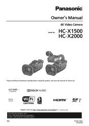 Panasonic HC-X1500 HC-X1500 Advanced Operating Manual