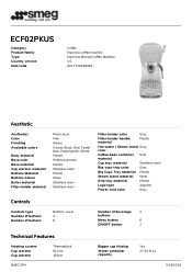 Smeg ECF02PKUS Product sheet