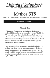 Definitive Technology Mythos STS SuperTower Mythos STS SuperTower Manual