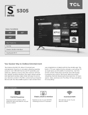 TCL 49 inch 3-Series S305 Spec Sheet