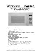 Emerson MW1188W Specifications