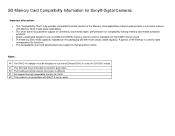 Sony DSC-RX100M3 SD Memory Card Compatibility Information for Sony® Digital Cameras