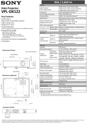 Sony VPLDX122 Specification Sheet (VPL-DX122_Spec Sheet)