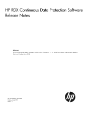 HP RDX1000 HP RDX Continuous Data Protector Software Release Notes 3.0.512.13908 (5697-2688, July 2013)