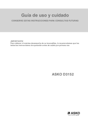 Asko D3152XL User manual Use & Care Guide D3152 ES