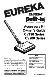 Eureka Standard Package CV190B Owners Manual