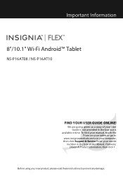 Insignia NS-P16AT08 Important Information (English)