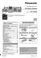 Panasonic SCAK640 SAAK640 User Guide