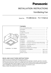 Panasonic FV11VQCL6 FV08VQCL6 User Guide