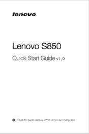 Lenovo S850 (English) Quick Start Guide - Lenovo S850 Smartphone