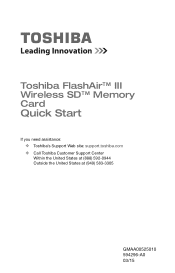 Toshiba Flash Air III PFW032U-1CCW Flash Air III Quick Start Guide