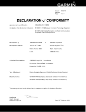 Garmin GPSMAP 7215 ML Declaration of Conformity