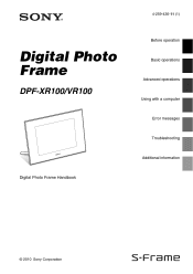 Sony DPFVR100 Digital Photo Frame Handbook