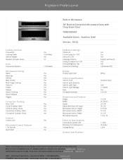 Frigidaire PMBD3080AF Product Specifications Sheet