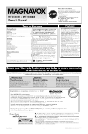 Magnavox MT1905B User manual,  English (US)