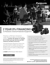 Panasonic AU-EVA1 Panasonic Cinema Camera 2 Year 0% Financing