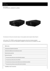 Sony VPL-XW7000ES Help Guide