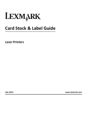Lexmark XS738 Card Stock & Label Guide