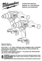 Milwaukee Tool M18 FUEL 1/2inch Hammer Drill/Driver Operators Manual