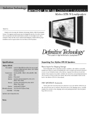 Definitive Technology Mythos XTR-50 Mythos XTR-50 Manual