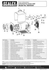 Sealey DEH5001 Parts Diagram