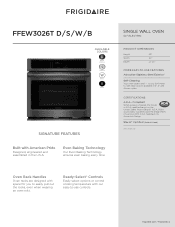Frigidaire FFEW3026TD Product Specifications Sheet