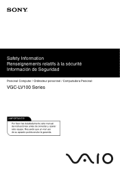 Sony VGC-LV180ME Safety Information