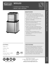 Waring WSG30 Specifications Sheet