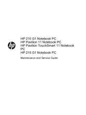 HP 210 210 G1 Notebook PC Pavilion 11 Notebook PC Pavilion TouchSmart 11 Notebook PC 215 G1 Notebook PC Maintenance and Service Guide