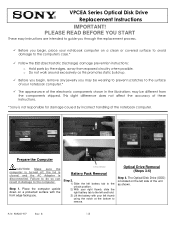 Sony VPCEA36FX Help - Optical Disk Drive Replacement Instructions